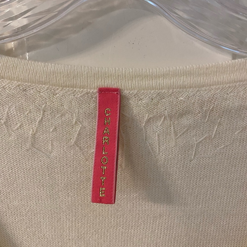 Charlotte Tarantola cream cardigan with beautiful sequin detail, size S - Picture 5 of 5